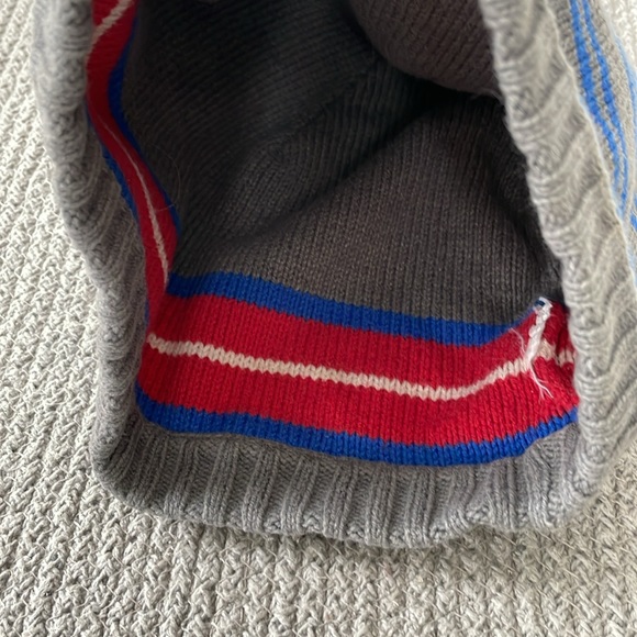 GAP Gray Cobalt Blue Striped Beanie Winter Hat - Picture 3 of 4